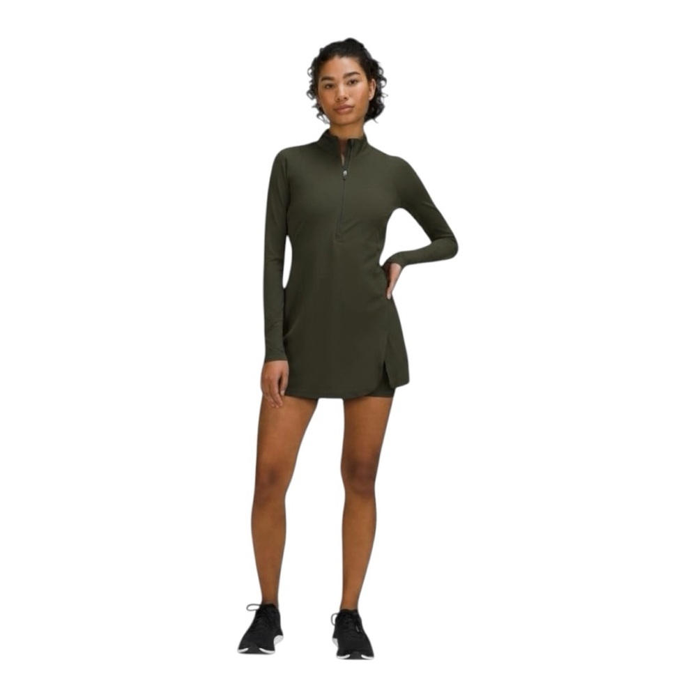 Lululemon Nulux Long-Sleeve Dress Dark Olive Size 4 NWT tennis pickleball